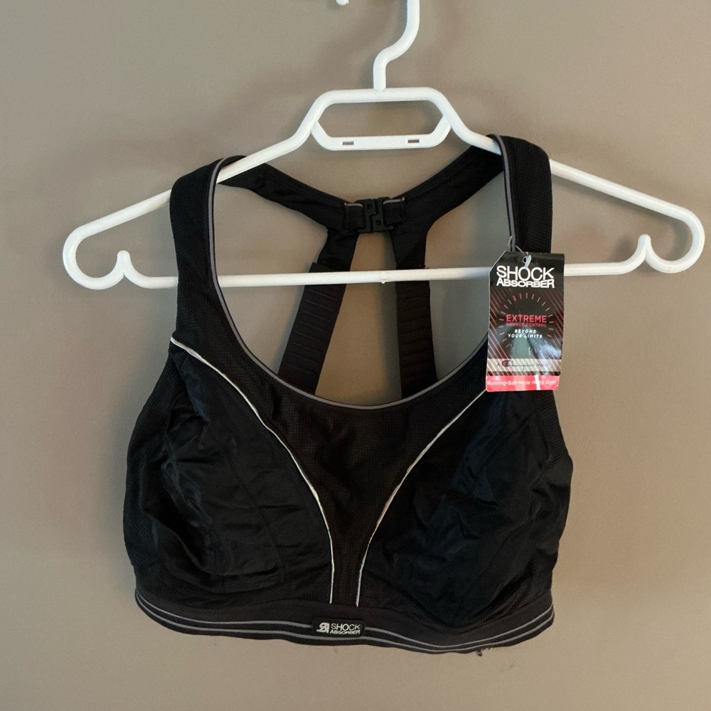 Champion Black Sports Bra with White Accents